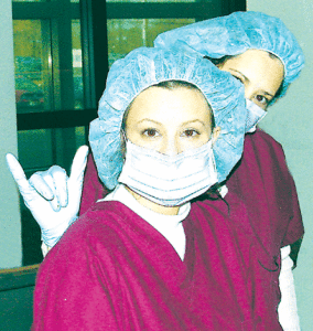 Dawn Cacia, RN and Sue Cross take their jobs seriously  unless there is a photo opportunity.